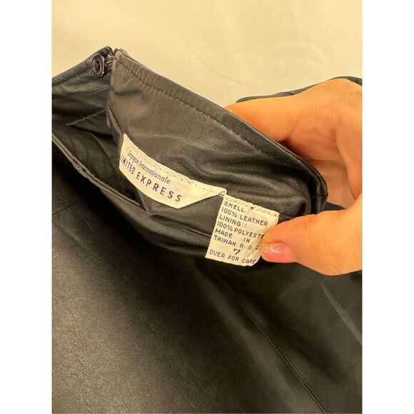 Vintage Limited Express Women's Black Leather Moto midi Skirt Size 7 - Picture 4 of 8